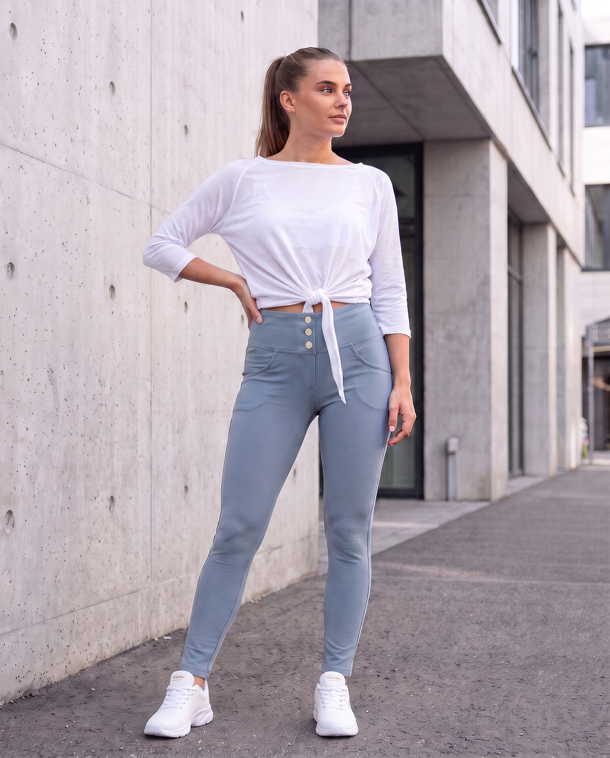 WHITE KNOT × DUSTY BLUE HIGH-WAIST STYLE EST.2018-2021