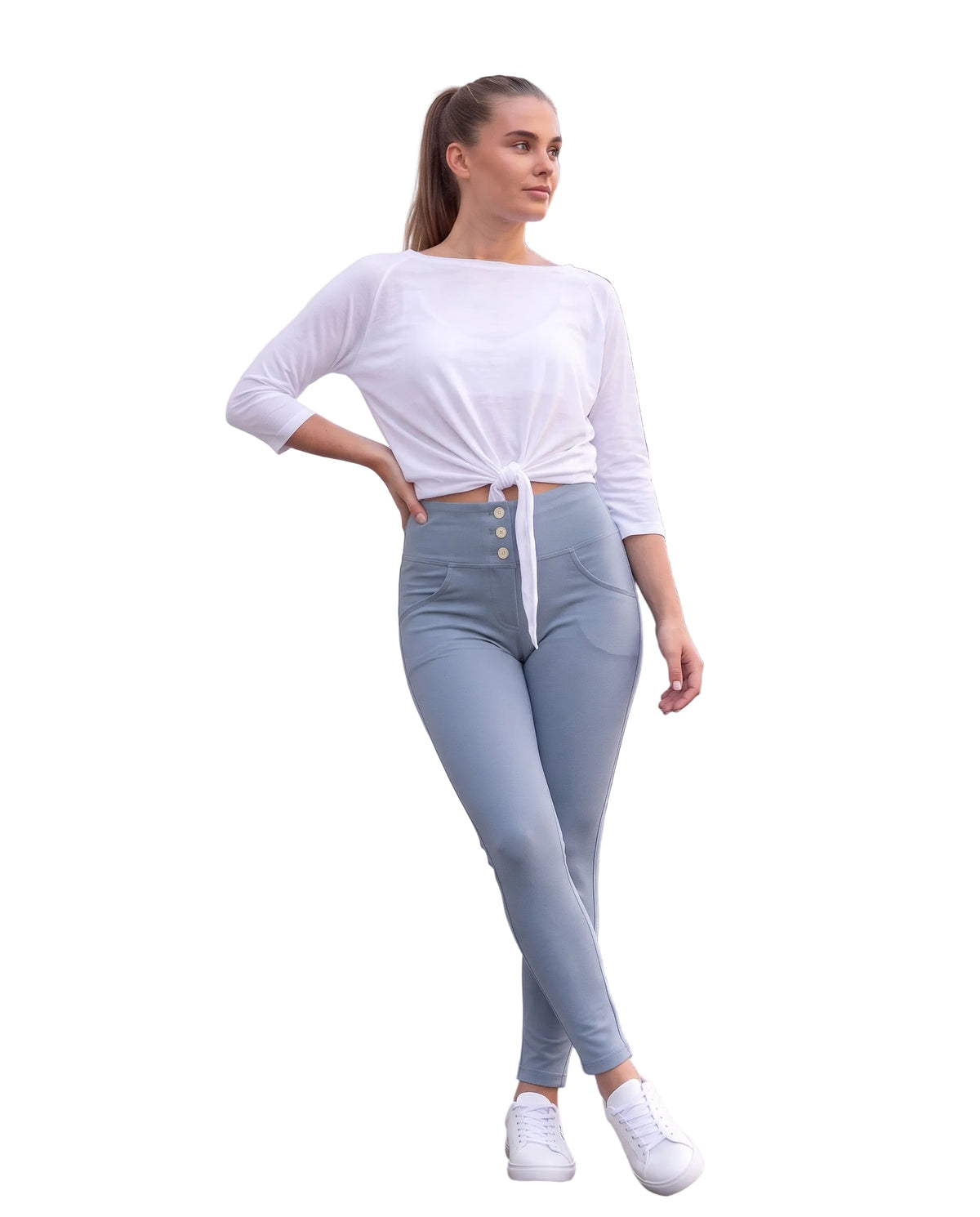 WHITE KNOT × DUSTY BLUE HIGH-WAIST STYLE EST.2018-2021